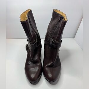 Nine West'On The Goo' Brown Leather Ankle Boots Size 9 M